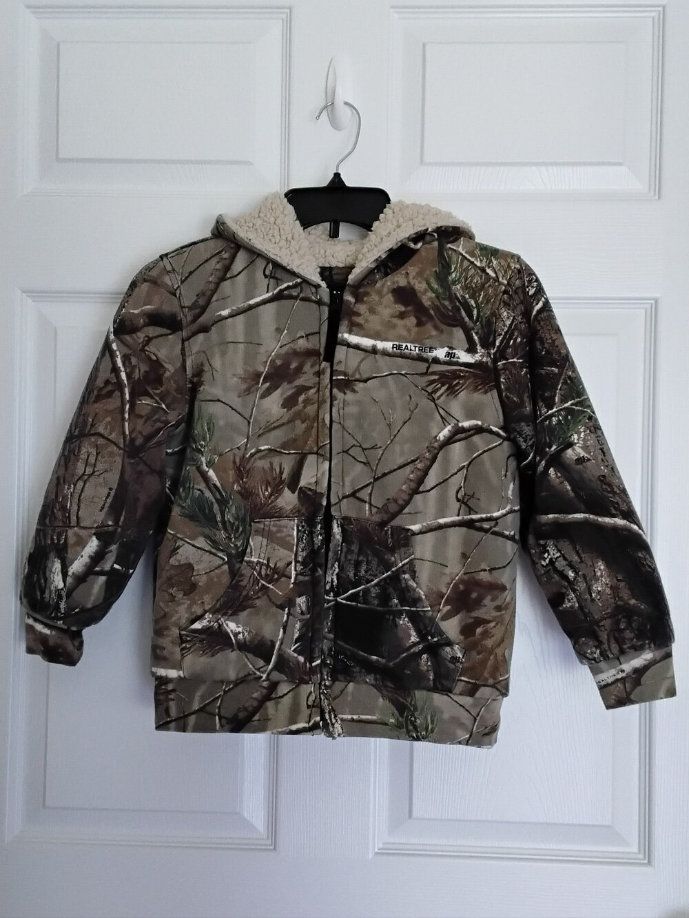 Realtree Kids Hooded Camo Sherpa Jacket - Brown & Green